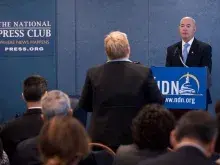 DHS Deputy Secretary Alejandro Mayorkas speaking at a National Press Club event
