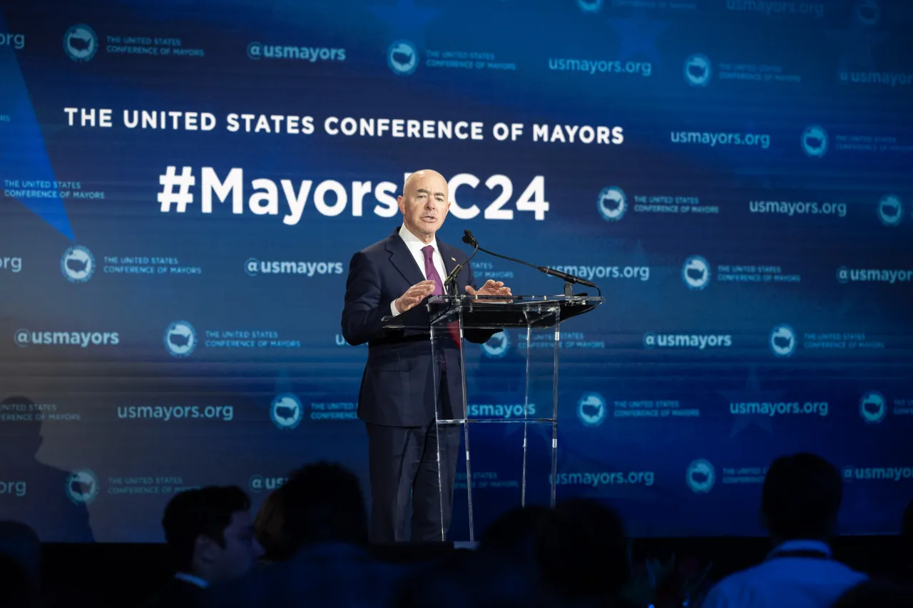 Image: DHS Secretary Alejandro Mayorkas Gives Remarks During The USCM (032)