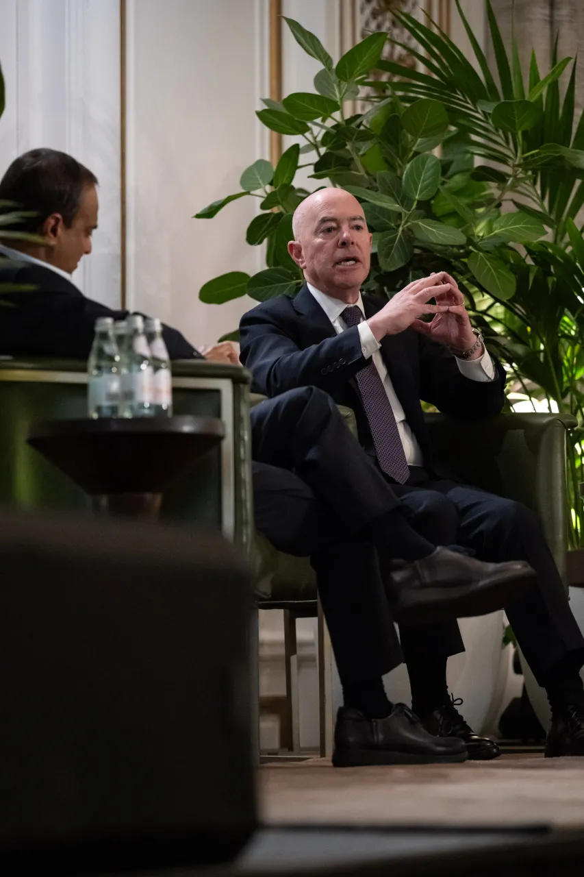 Image: DHS Secretary Alejandro Mayorkas Participates in Fireside Chat at 6th Annual Wing Security Summit (021)