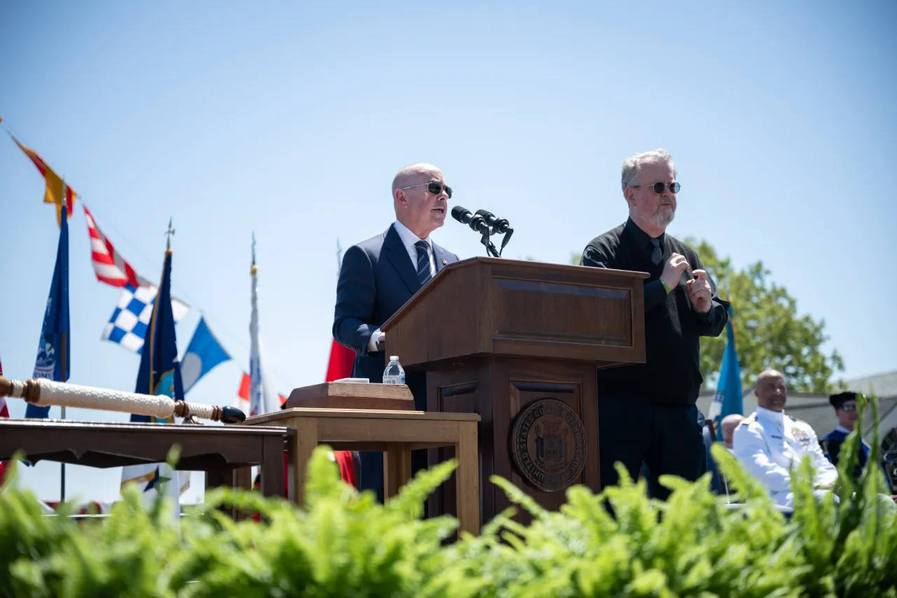 Image: DHS Secretary Alejandro Mayorkas Attends the 2024 U.S. Coast Guard Academy Commencement  (018)