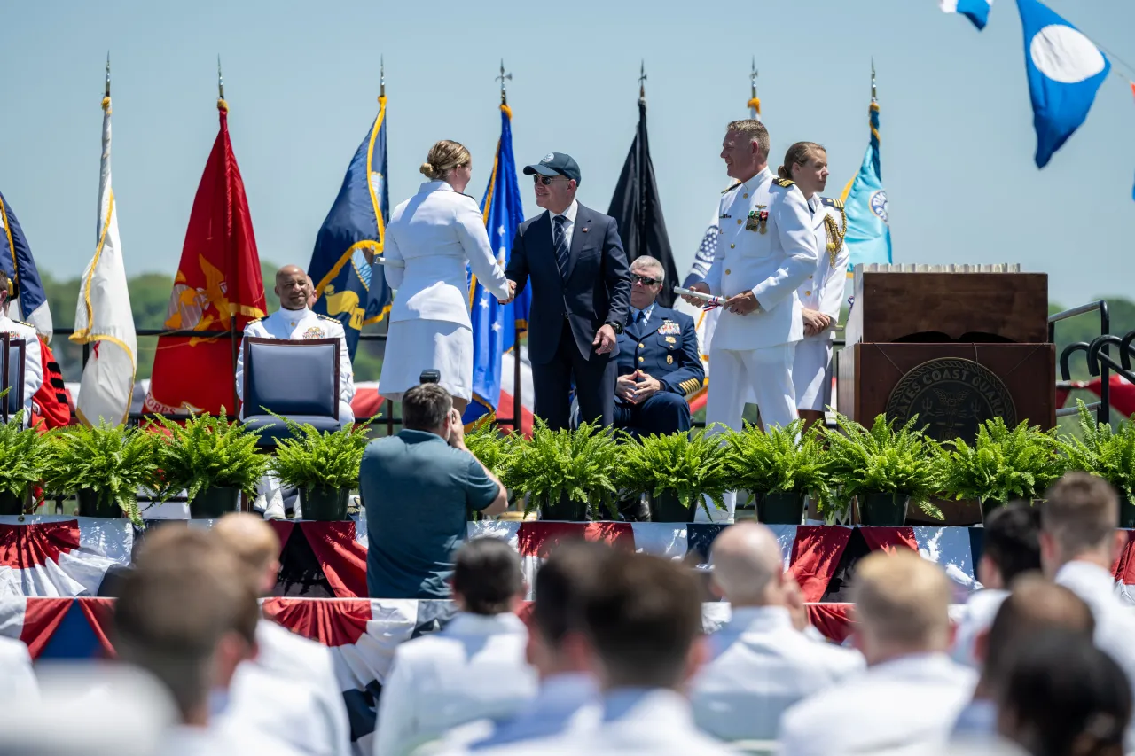 Image: DHS Secretary Alejandro Mayorkas Attends the 2024 U.S. Coast Guard Academy Commencement  (081)