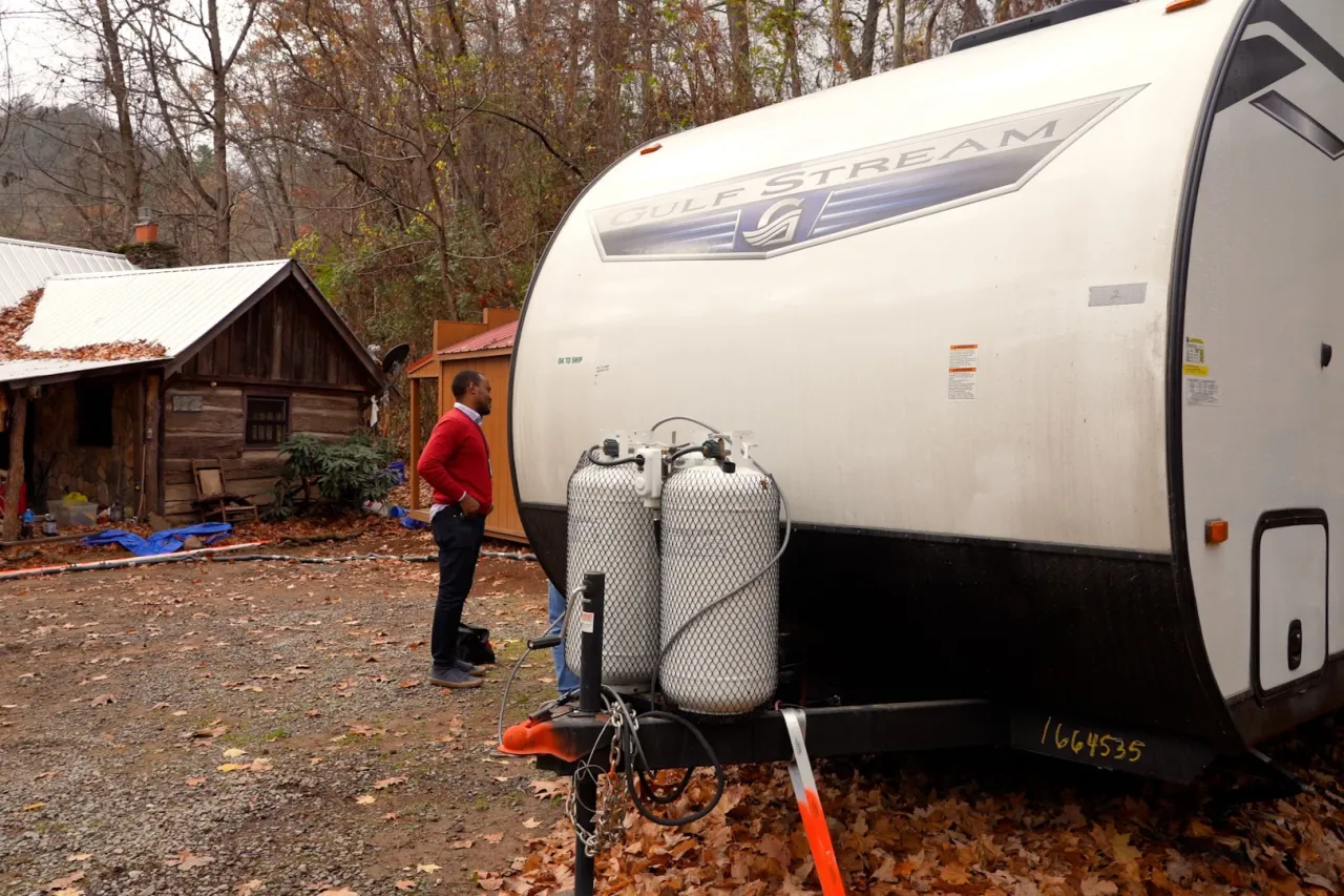 Image: Disaster Survivor Receives FEMA Travel Trailer in North Carolina (007)