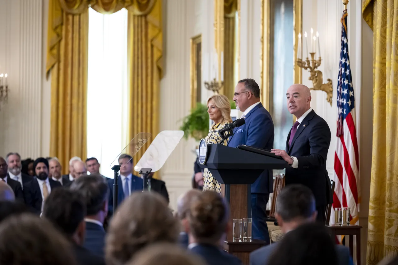 Image: DHS Secretary Alejandro Mayorkas delivers remarks at the White House Summit, Back to School Safely: Cybersecurity for K-12 Schools  (032)