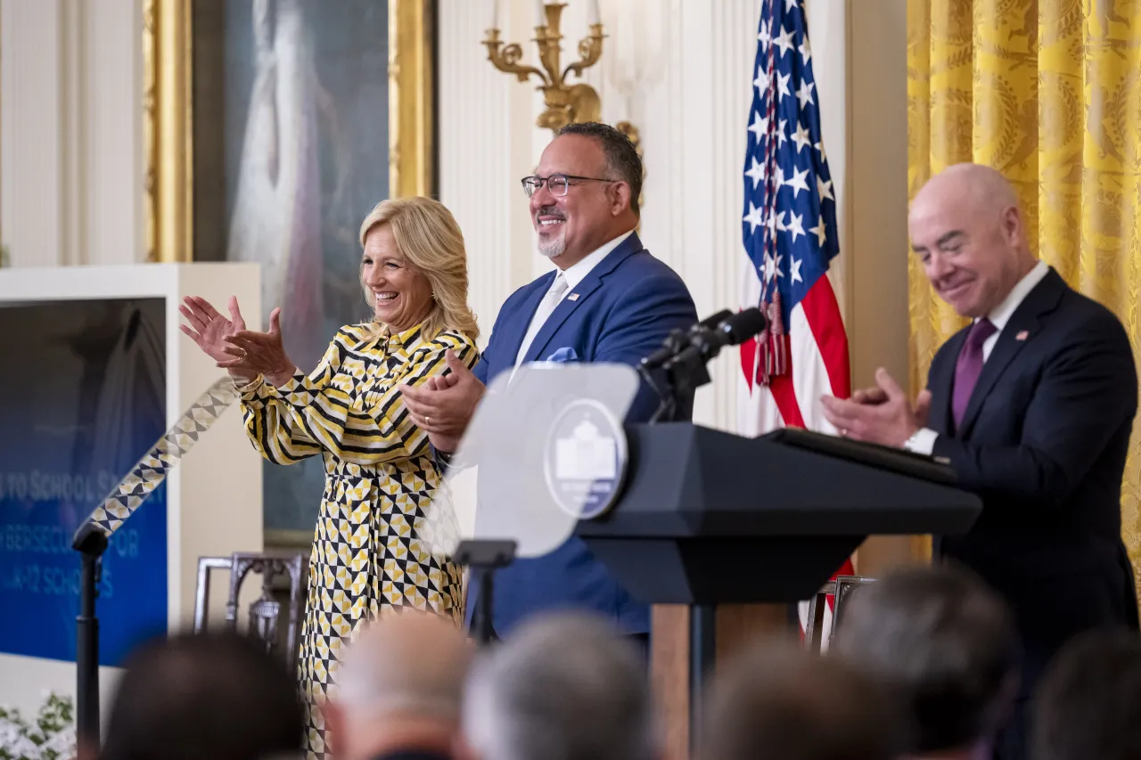 Image: DHS Secretary Alejandro Mayorkas delivers remarks at the White House Summit, Back to School Safely: Cybersecurity for K-12 Schools  (035)