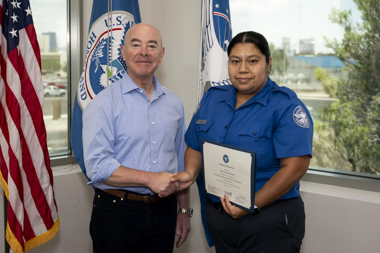 Image: DHS Secretary Alejandro Mayorkas Participates in a TSA West Training Facility Graduation (065)