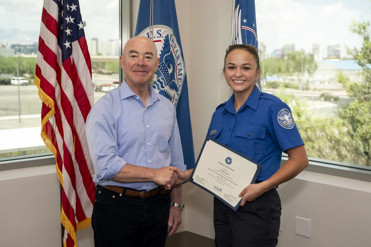 Image: DHS Secretary Alejandro Mayorkas Participates in a TSA West Training Facility Graduation (077)