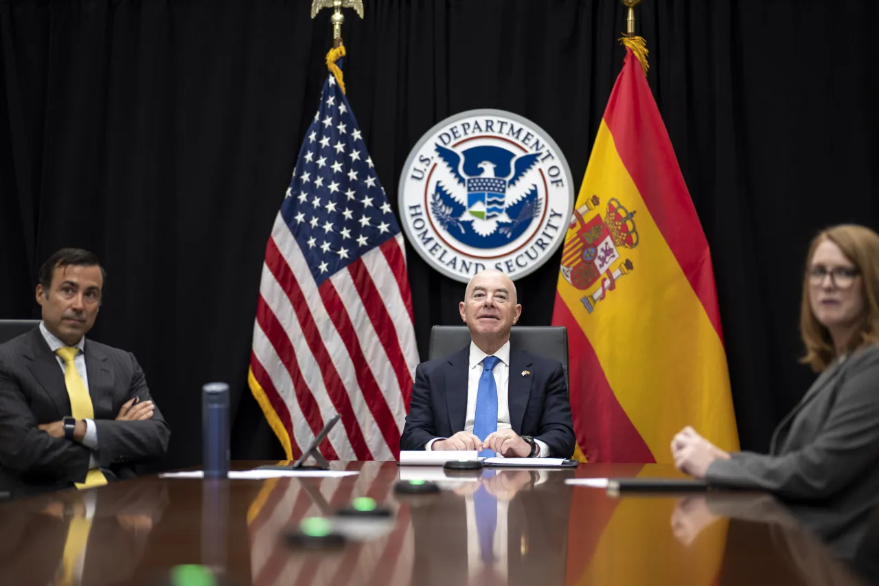 Image: DHS Secretary Alejandro Mayorkas Participates in a Virtual Bilateral Meeting with the Minister of Interior of Spain  (001)