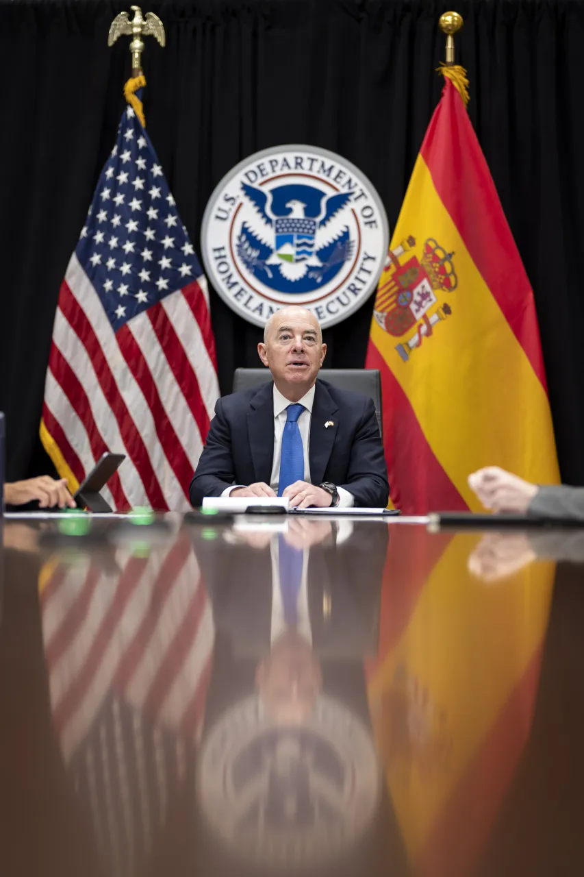 Image: DHS Secretary Alejandro Mayorkas Participates in a Virtual Bilateral Meeting with the Minister of Interior of Spain  (003)