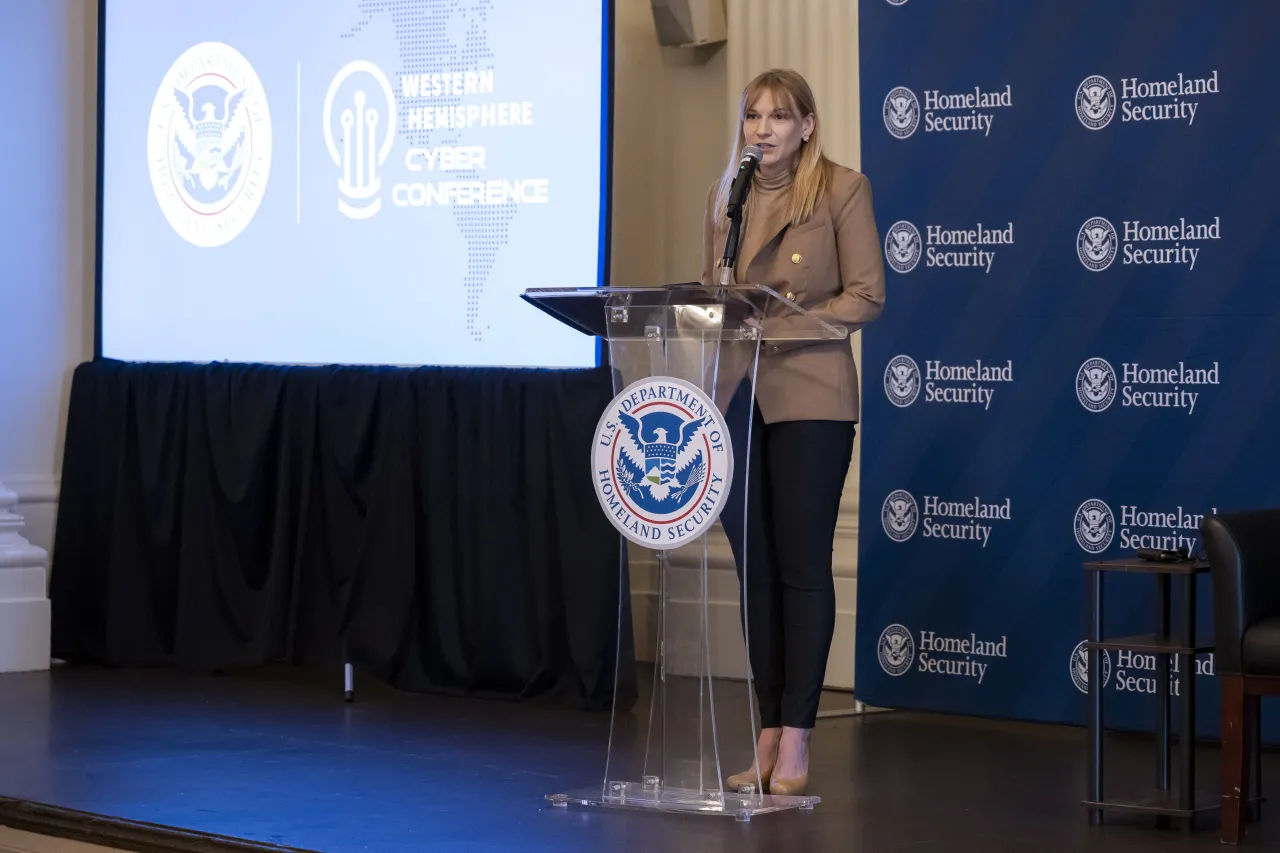 Image: DHS Acting Deputy Secretary Kristie Canegallo Gives Opening Remarks for the Western Hemisphere Cyber Conference  (003)