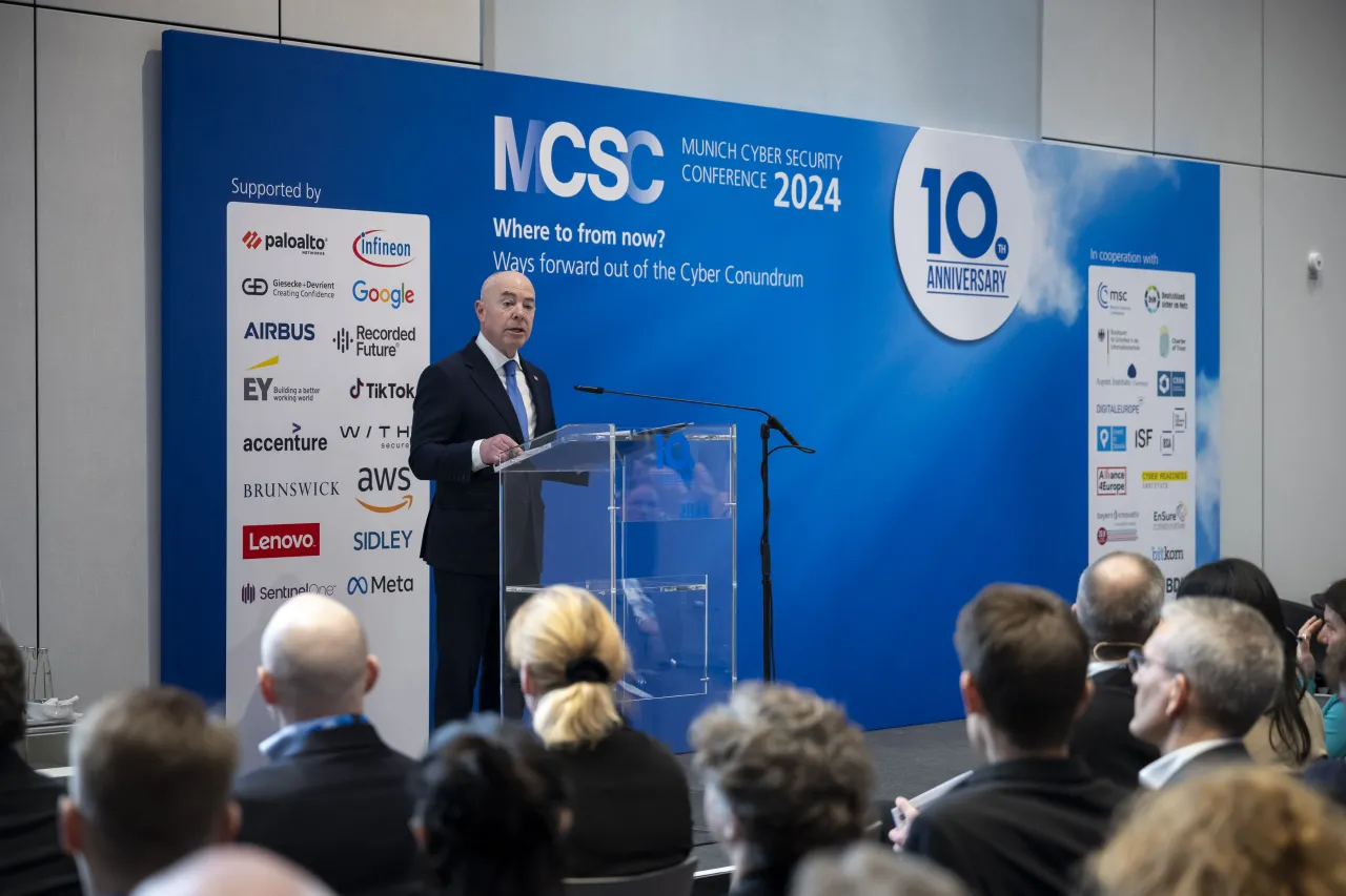 Image: DHS Secretary Alejandro Mayorkas Gives Remarks During the Munich Cyber Security Conference (016)