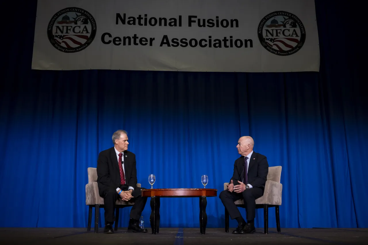 Image: DHS Secretary Alejandro Mayorkas Participates in a Fireside Chat at the National Fusion Center Association Annual Training Event (014)