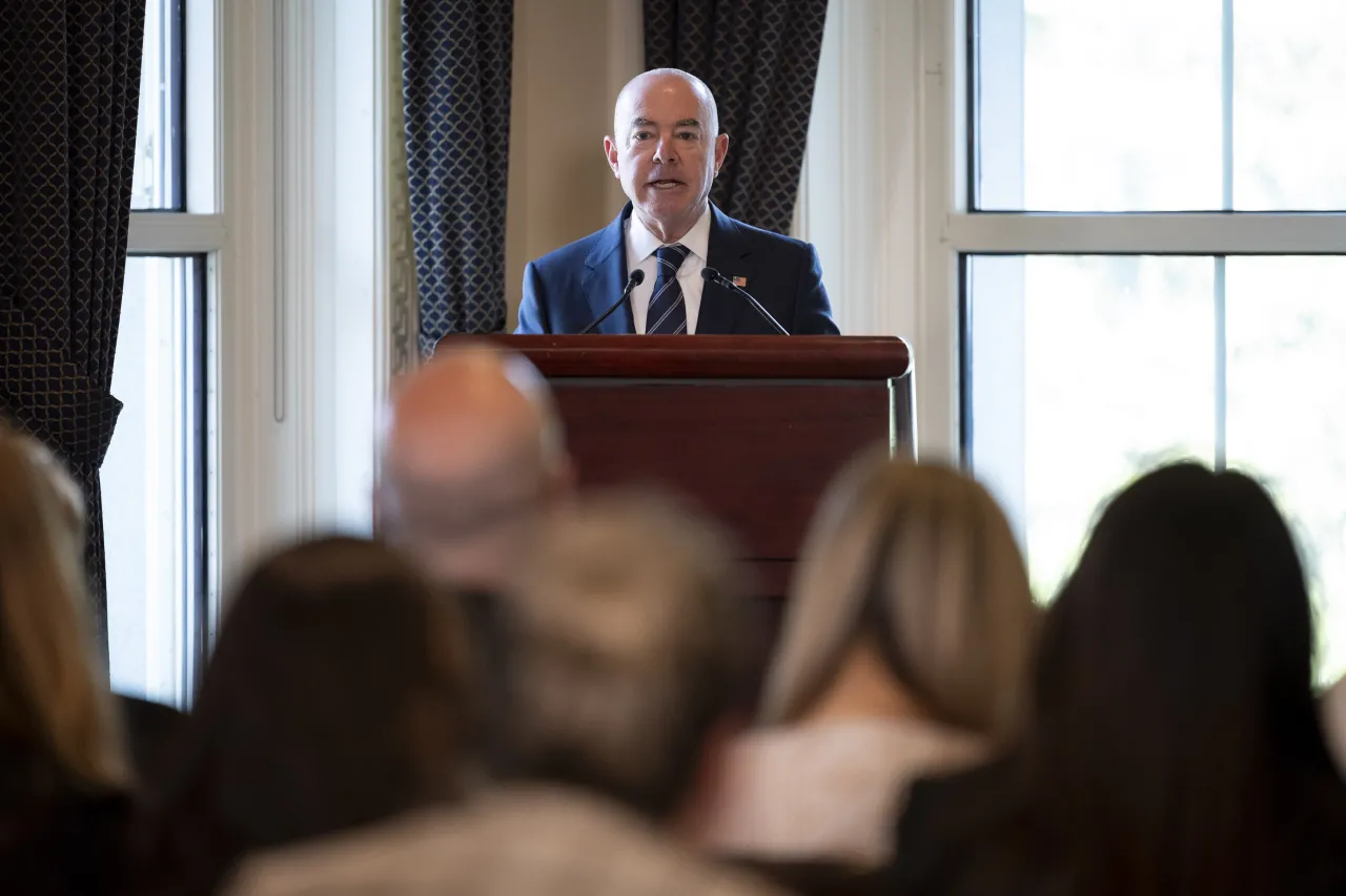 Image: DHS Secretary Alejandro Mayorkas Gives Remarks During the White House Cuban Diaspora Day (009)