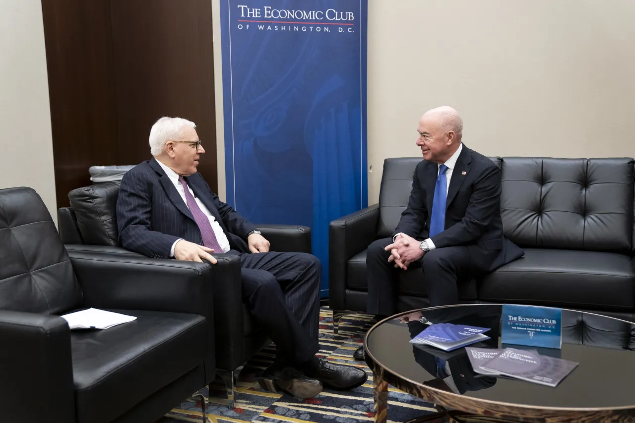 Image: DHS Secretary Alejandro Mayorkas Participates in a Fireside Chat with David Rubenstein  (002)