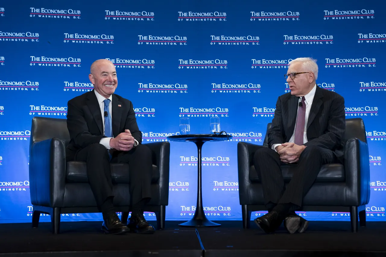 Image: DHS Secretary Alejandro Mayorkas Participates in a Fireside Chat with David Rubenstein  (016)