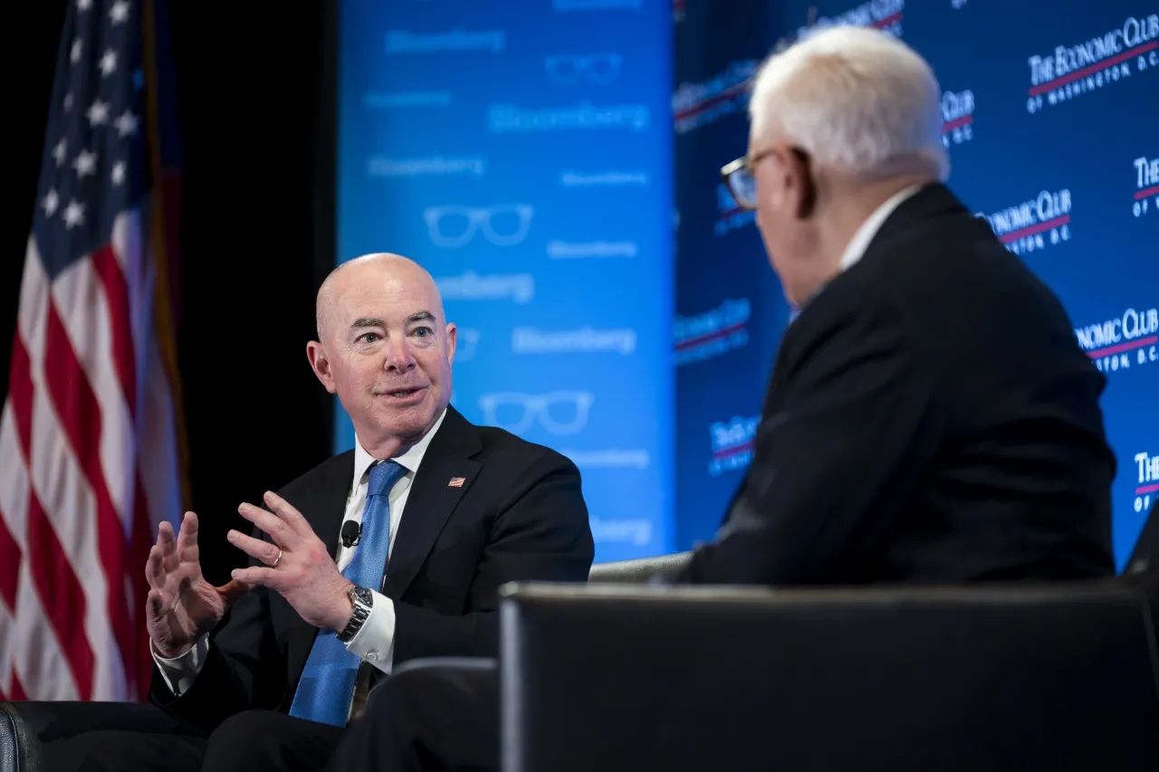 Image: DHS Secretary Alejandro Mayorkas Participates in a Fireside Chat with David Rubenstein  (022)