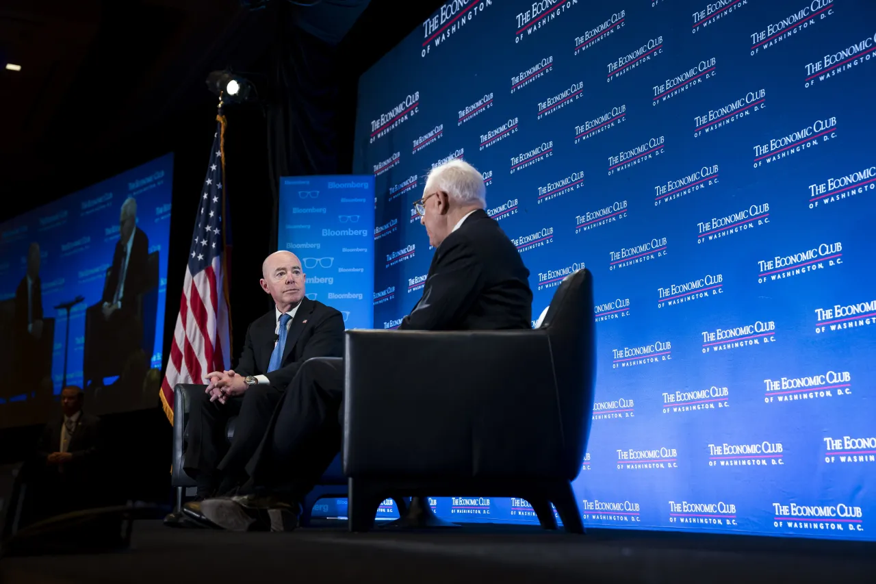 Image: DHS Secretary Alejandro Mayorkas Participates in a Fireside Chat with David Rubenstein  (023)