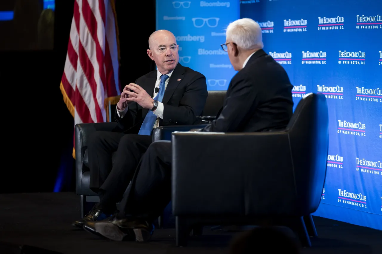 Image: DHS Secretary Alejandro Mayorkas Participates in a Fireside Chat with David Rubenstein  (026)