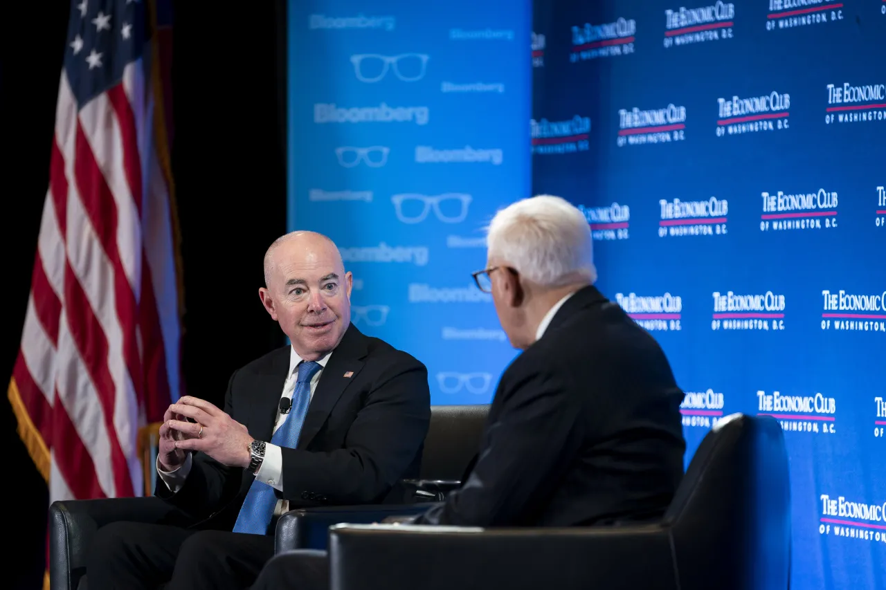 Image: DHS Secretary Alejandro Mayorkas Participates in a Fireside Chat with David Rubenstein  (027)