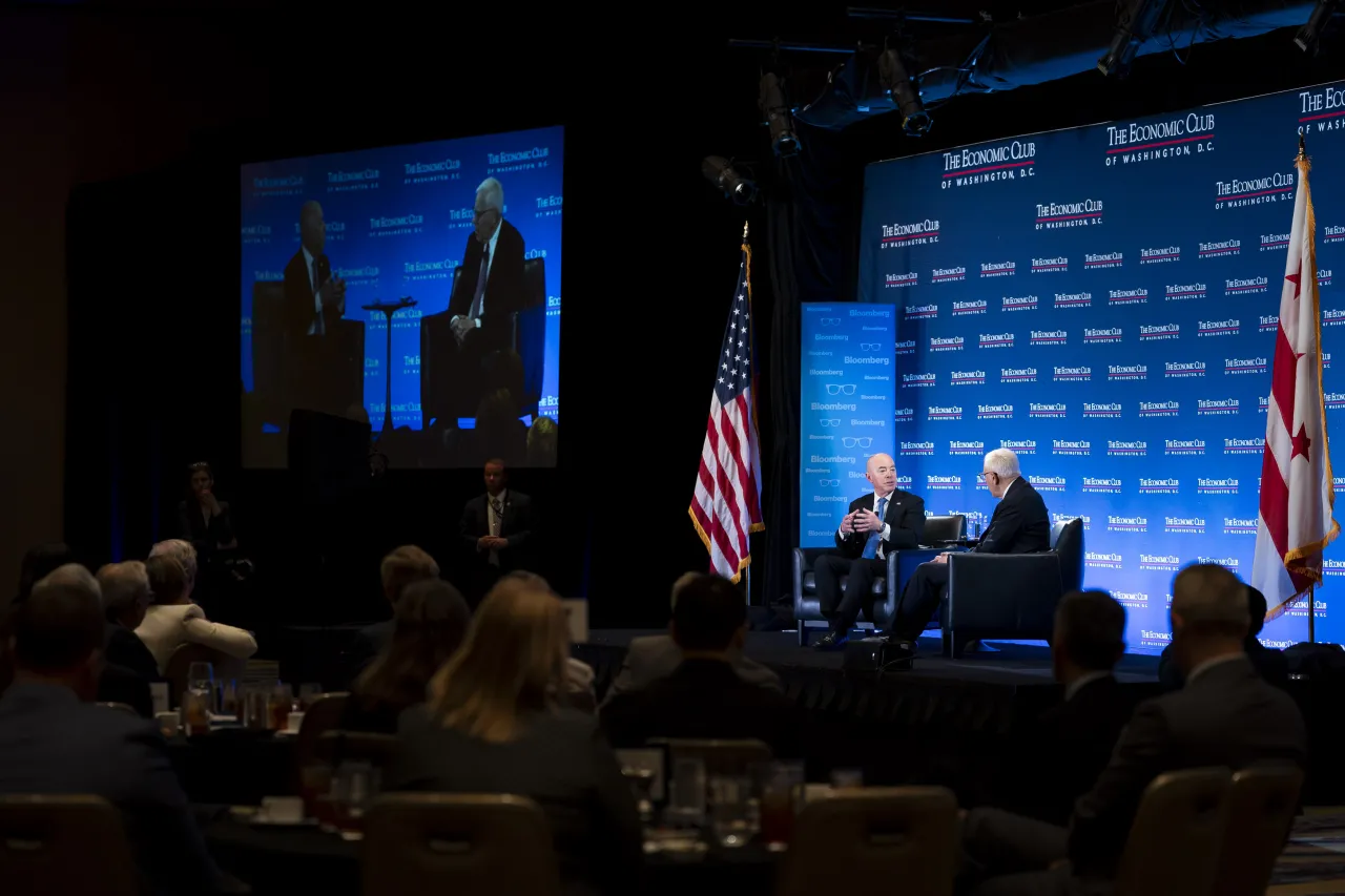 Image: DHS Secretary Alejandro Mayorkas Participates in a Fireside Chat with David Rubenstein  (028)