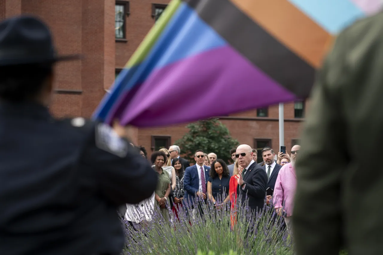 Image: DHS Secretary Alejandro Mayorkas Attends the DHS Headquarters Pride Flag Raising   (006)