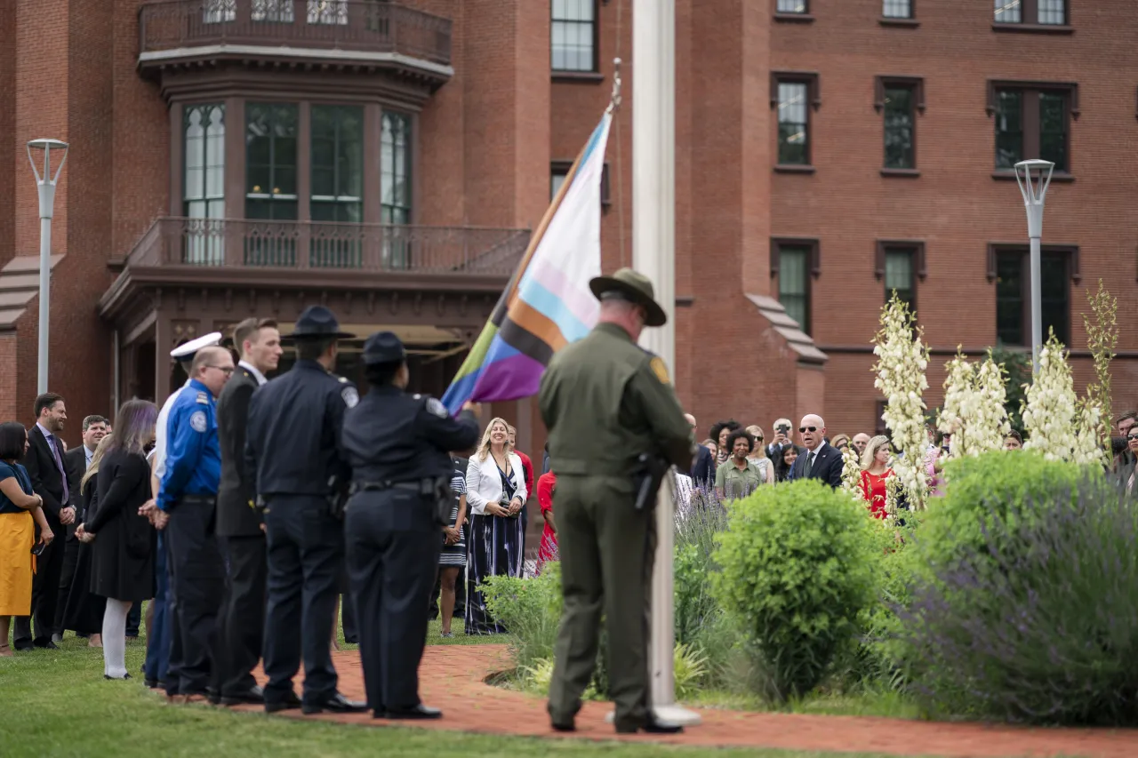 Image: DHS Secretary Alejandro Mayorkas Attends the DHS Headquarters Pride Flag Raising   (007)
