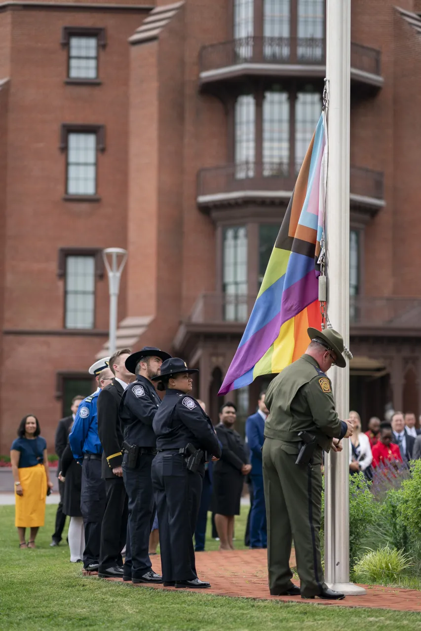 Image: DHS Secretary Alejandro Mayorkas Attends the DHS Headquarters Pride Flag Raising   (008)