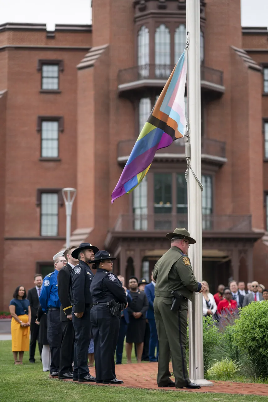 Image: DHS Secretary Alejandro Mayorkas Attends the DHS Headquarters Pride Flag Raising   (009)