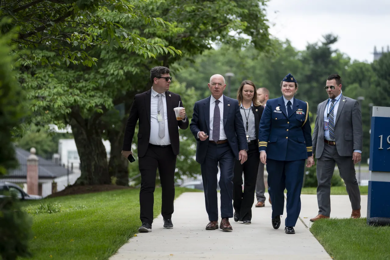 Image: DHS Secretary Alejandro Mayorkas Participates in the I&amp;A PRISM Pride Month Flag Raising Ceremony  (014)