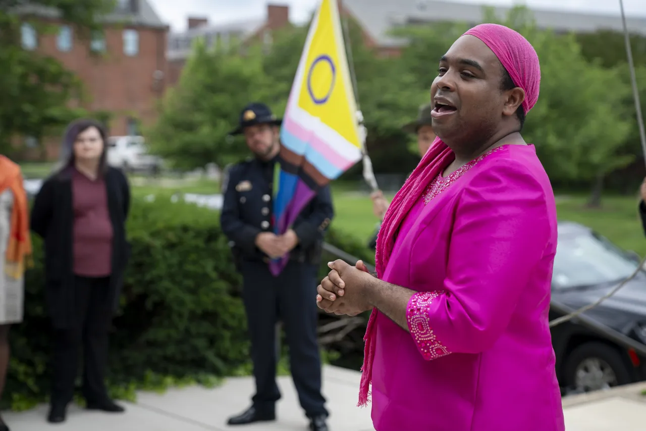 Image: DHS Secretary Alejandro Mayorkas Participates in the I&amp;A PRISM Pride Month Flag Raising Ceremony  (018)