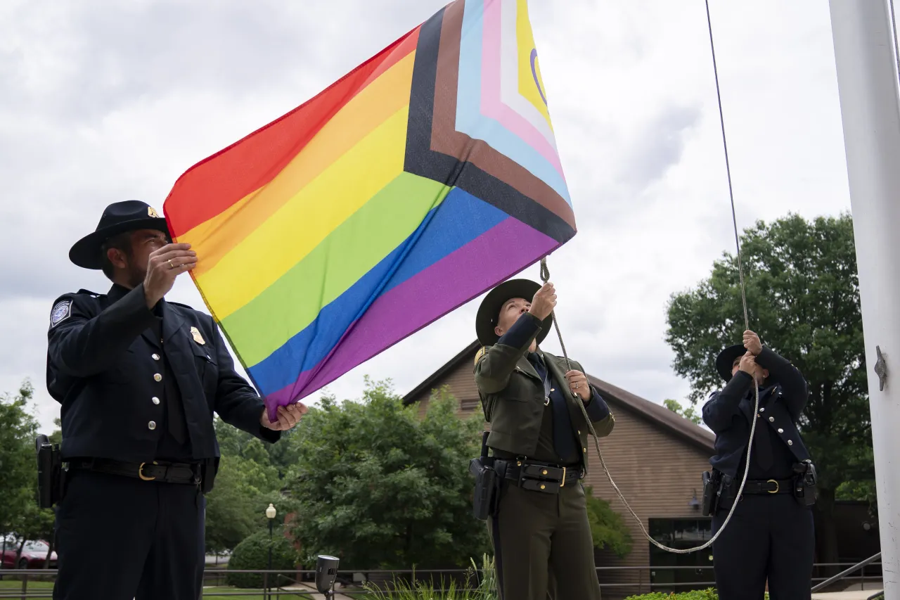 Image: DHS Secretary Alejandro Mayorkas Participates in the I&amp;A PRISM Pride Month Flag Raising Ceremony  (032)