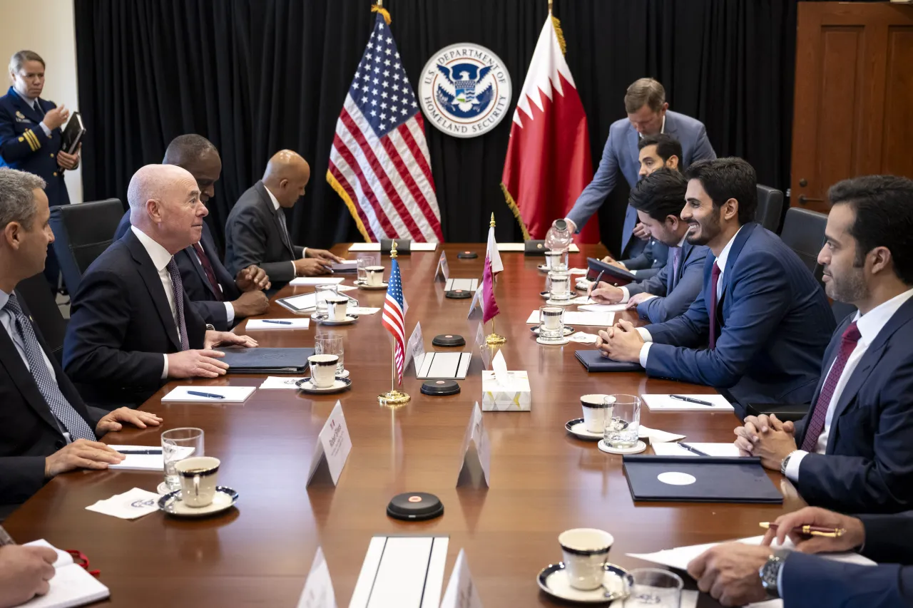 Image: DHS Secretary Alejandro Mayorkas Participates in a Bilateral Meeting with Qatar Minister of Interior  (012)