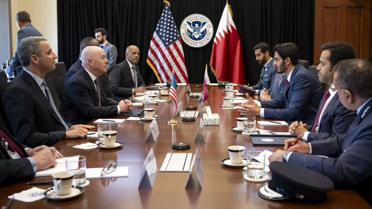 Image: DHS Secretary Alejandro Mayorkas Participates in a Bilateral Meeting with Qatar Minister of Interior  (013)