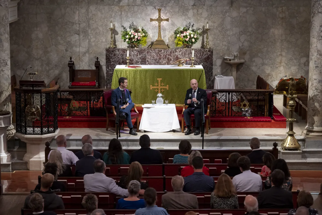 Image: DHS Secretary Alejandro Mayorkas Participates in a Speaker Series at St. John’s Church  (018)