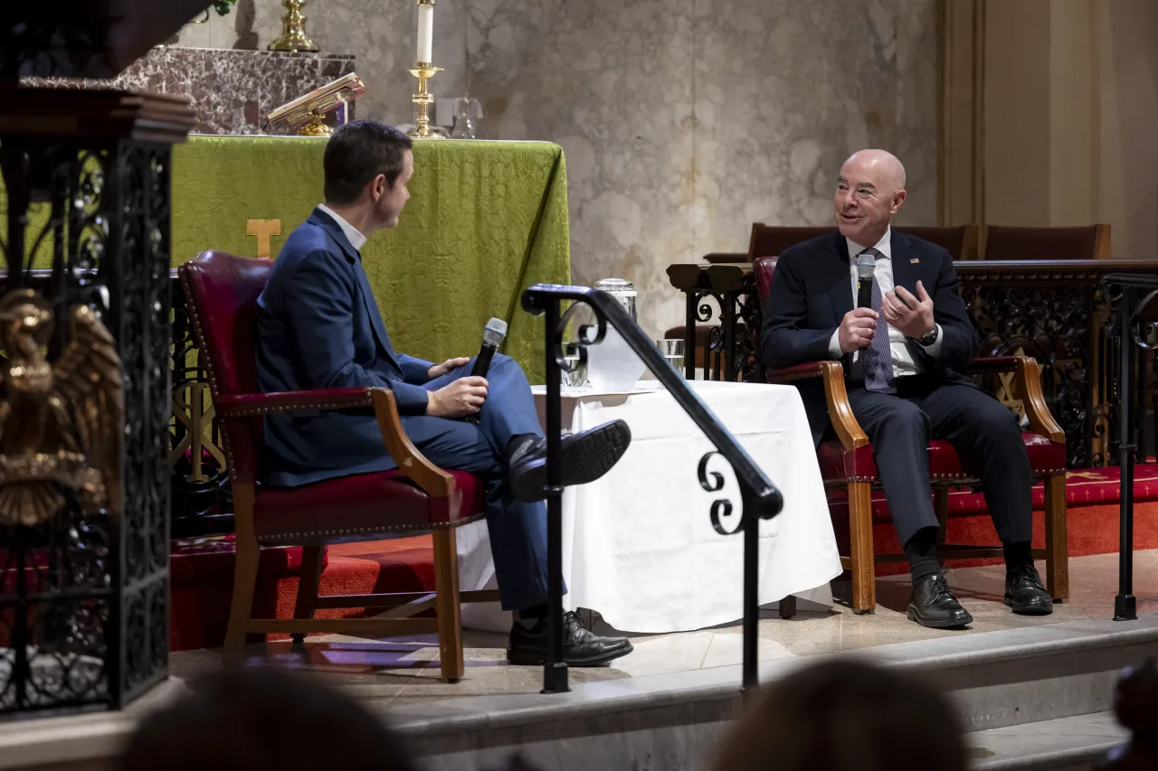 Image: DHS Secretary Alejandro Mayorkas Participates in a Speaker Series at St. John’s Church  (021)