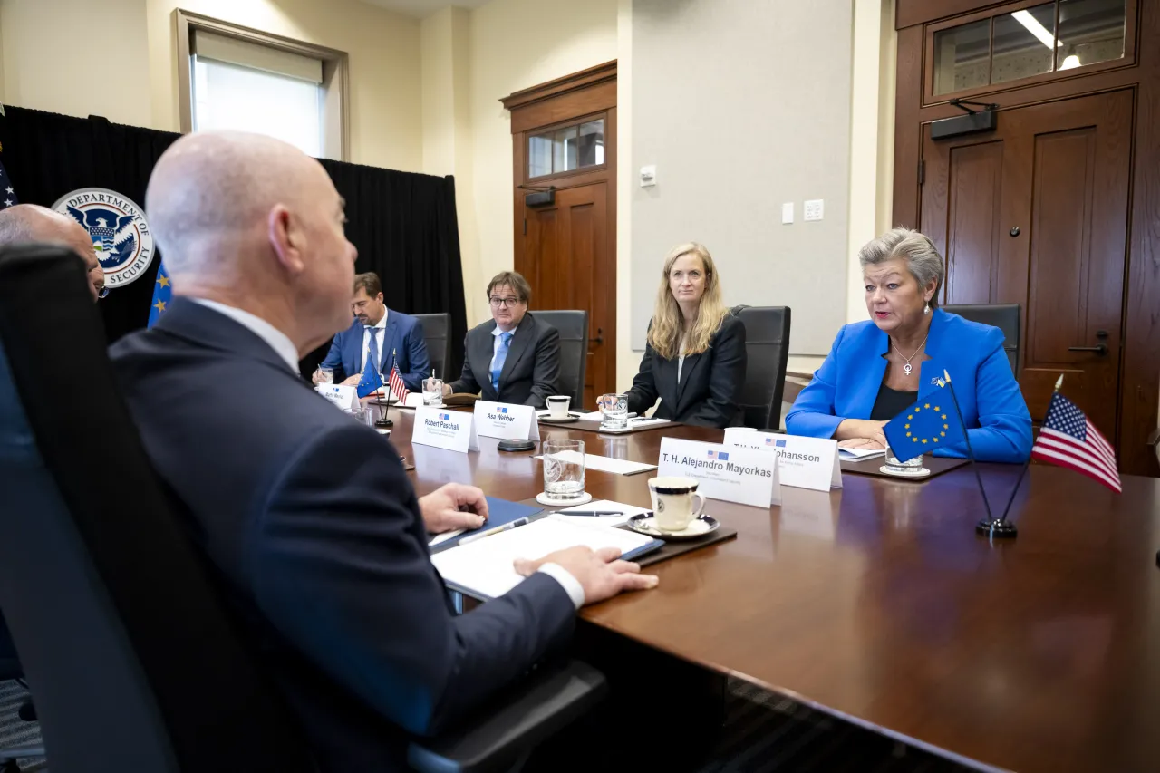 Image: DHS Secretary Alejandro Mayorkas Participates in a Bilateral Meeting with European Commissioner for Home Affairs (013)