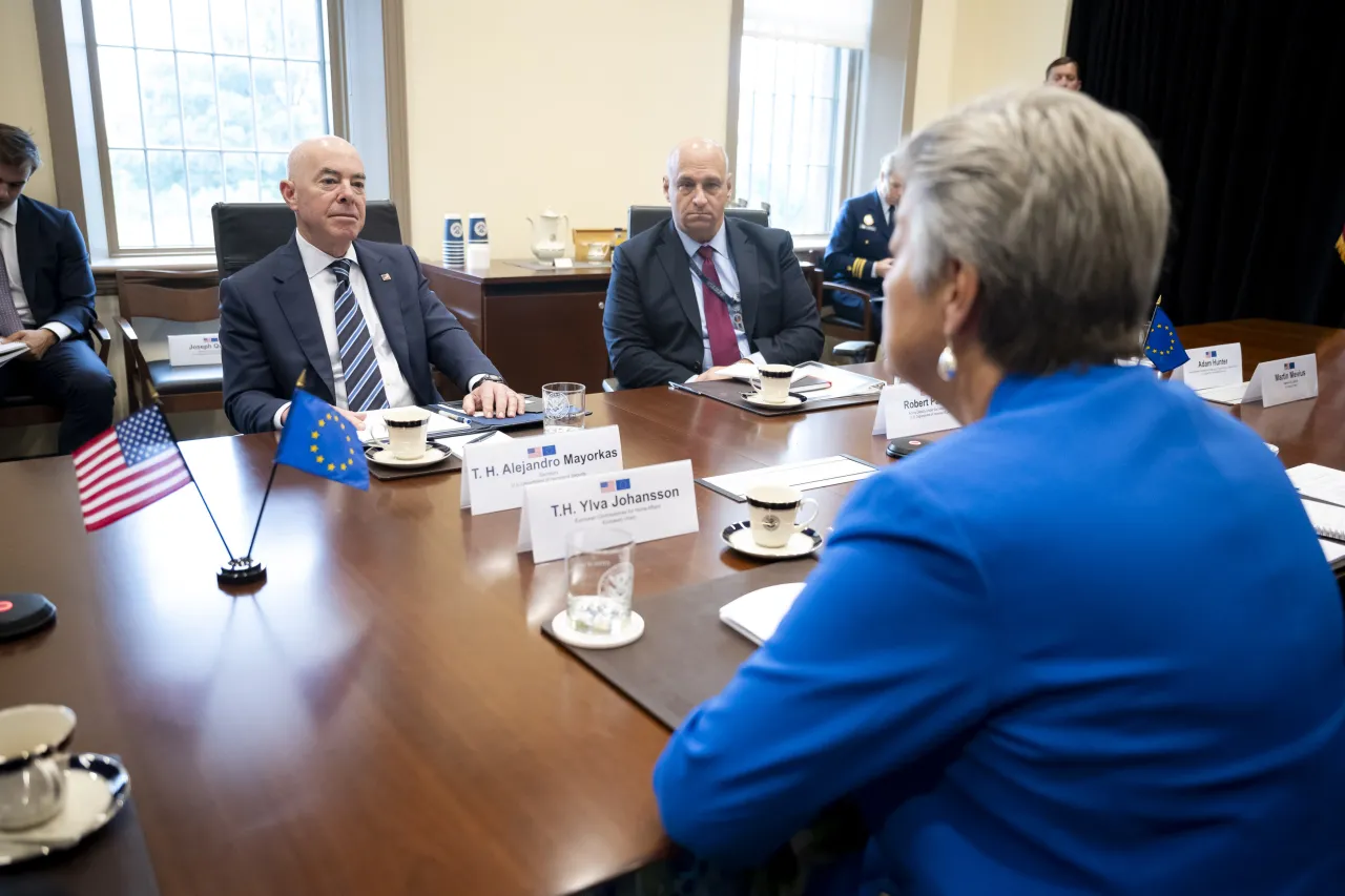 Image: DHS Secretary Alejandro Mayorkas Participates in a Bilateral Meeting with European Commissioner for Home Affairs (014)