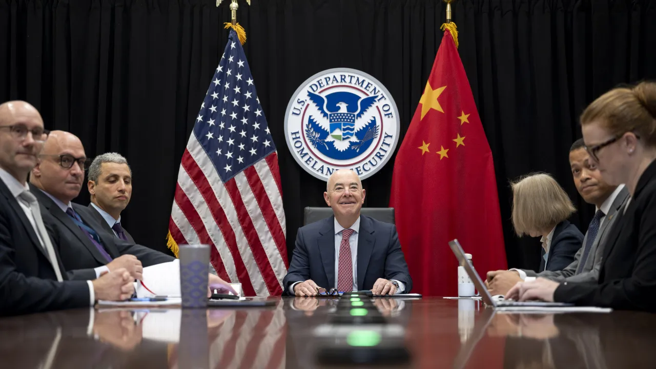 Image: DHS Secretary Alejandro Mayorkas Participates in a Virtual Bilateral Meeting with PRC Minister of Public Security (001)