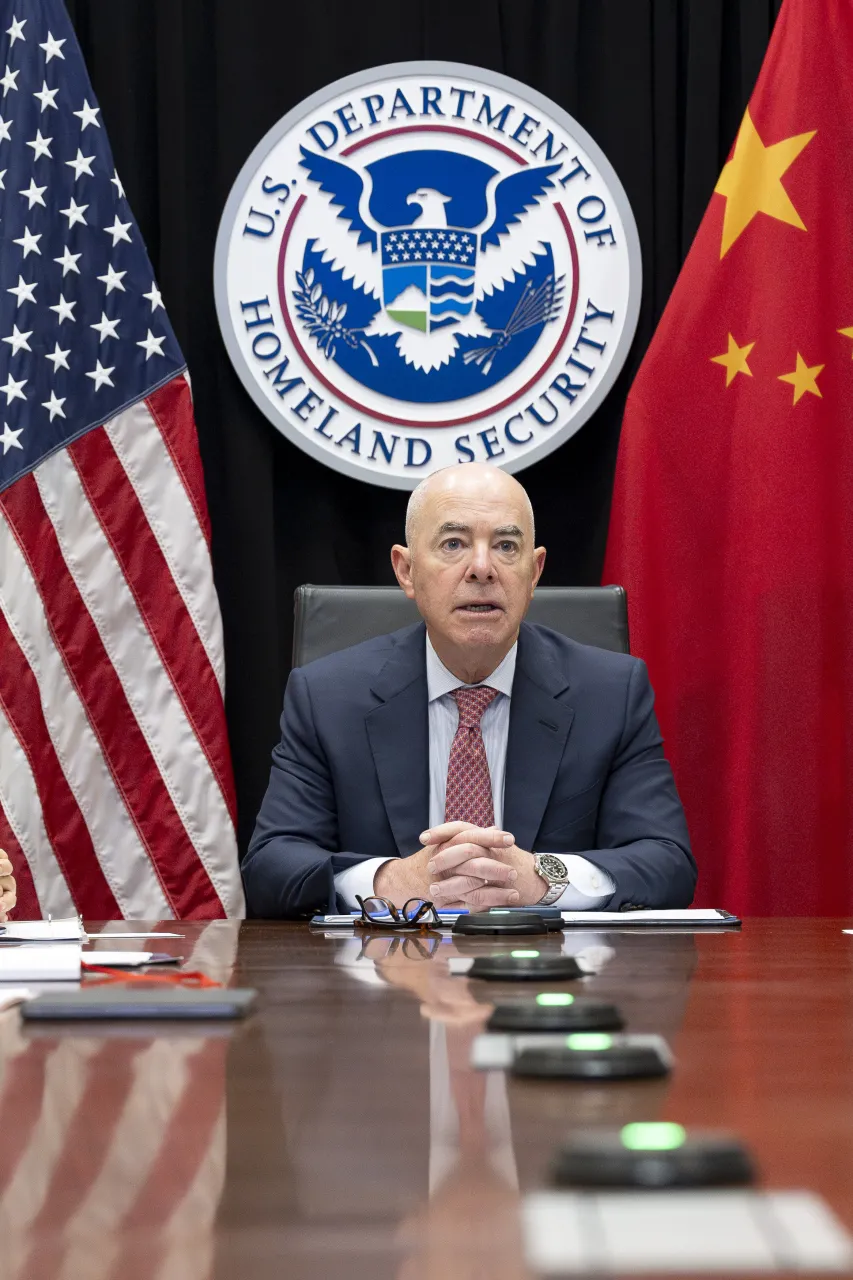 Image: DHS Secretary Alejandro Mayorkas Participates in a Virtual Bilateral Meeting with PRC Minister of Public Security (004)