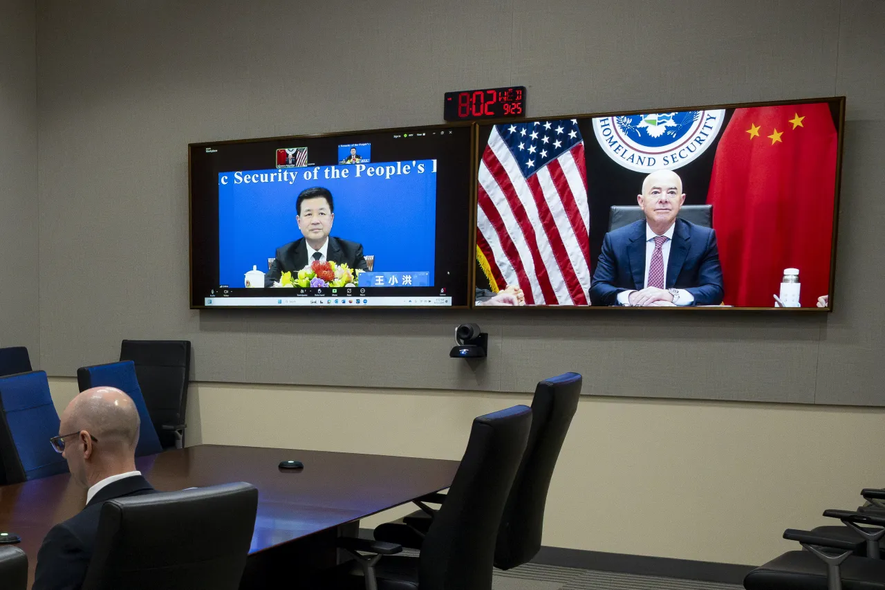 Image: DHS Secretary Alejandro Mayorkas Participates in a Virtual Bilateral Meeting with PRC Minister of Public Security (006)