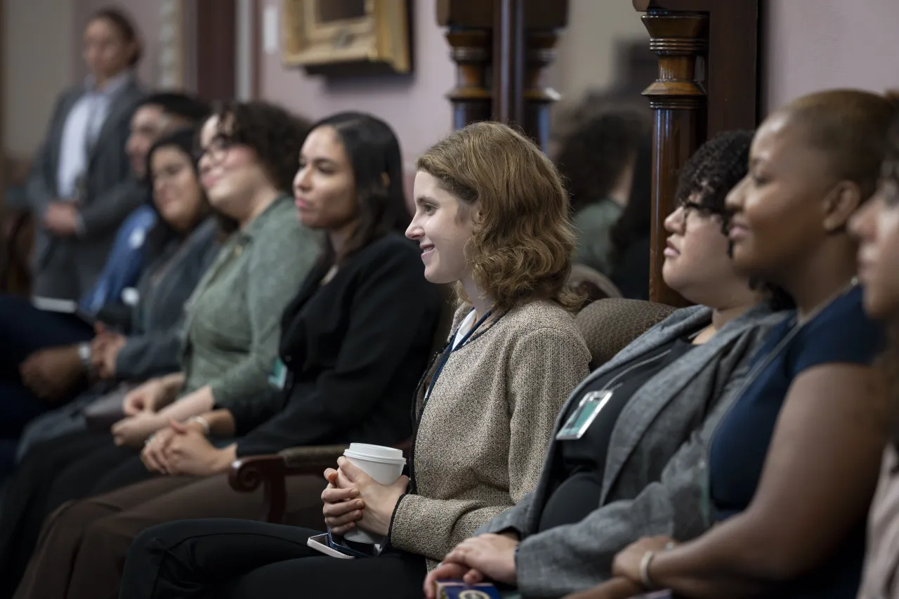 Image: DHS Secretary Alejandro Mayorkas Speaks with NSC Graduate Students  (004)