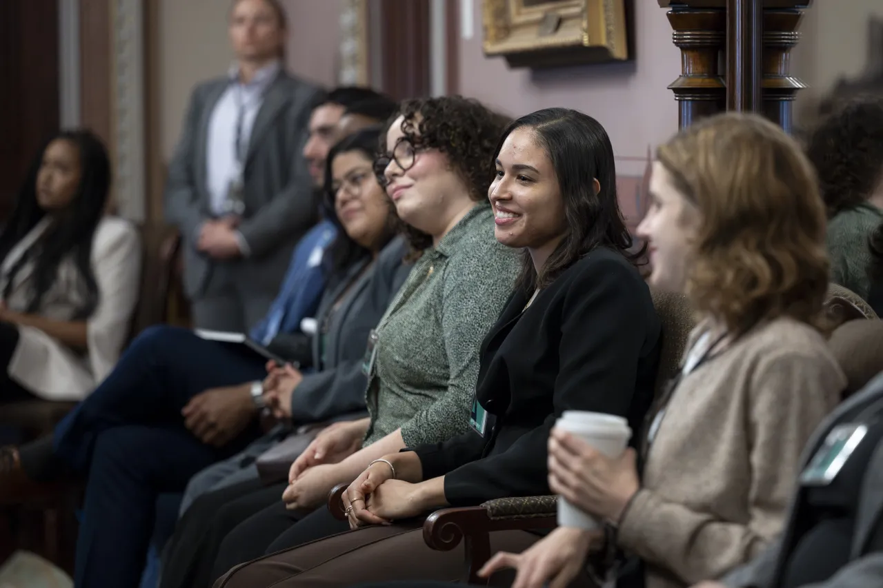 Image: DHS Secretary Alejandro Mayorkas Speaks with NSC Graduate Students  (005)