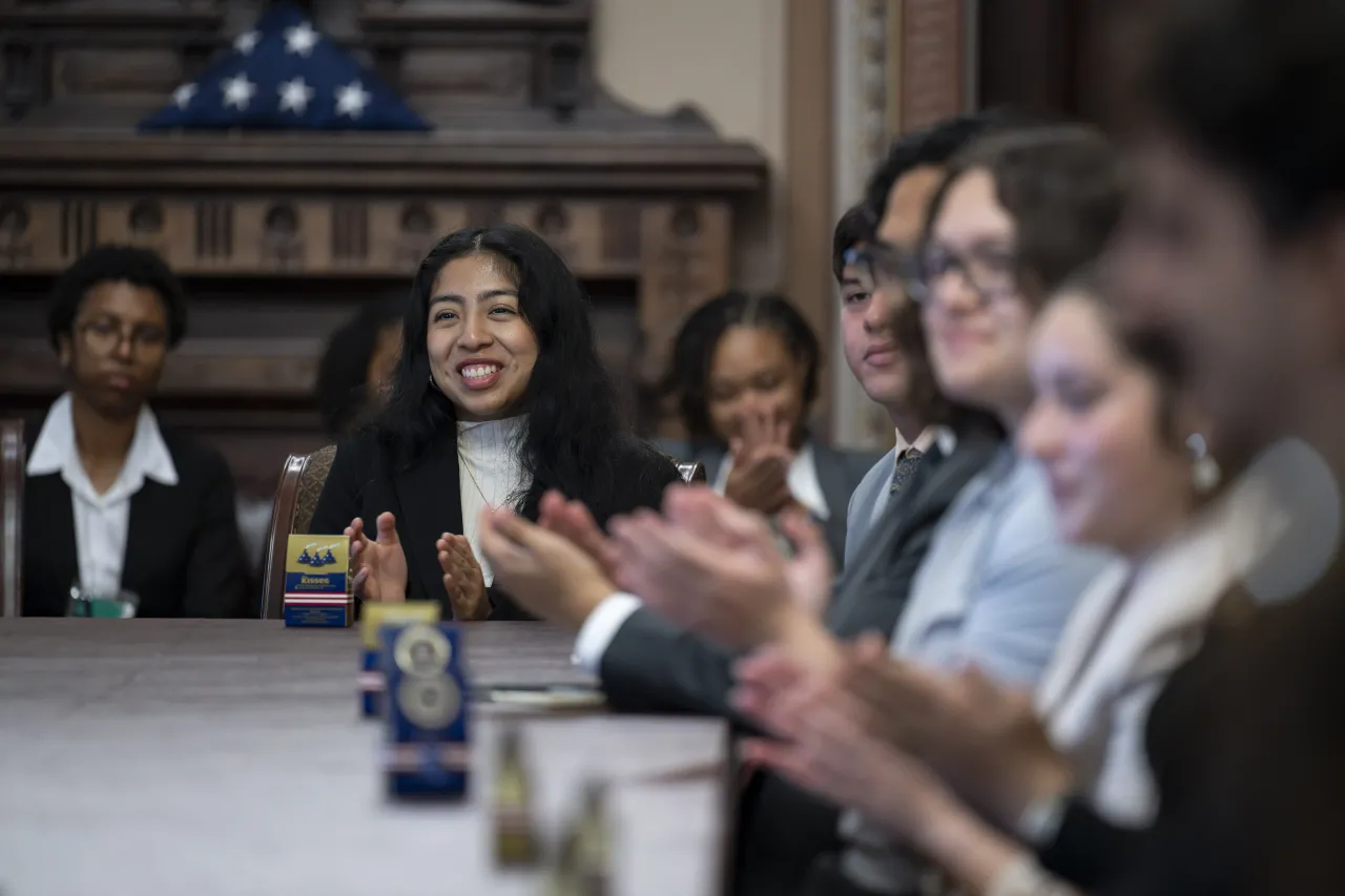 Image: DHS Secretary Alejandro Mayorkas Speaks with NSC Graduate Students  (009)