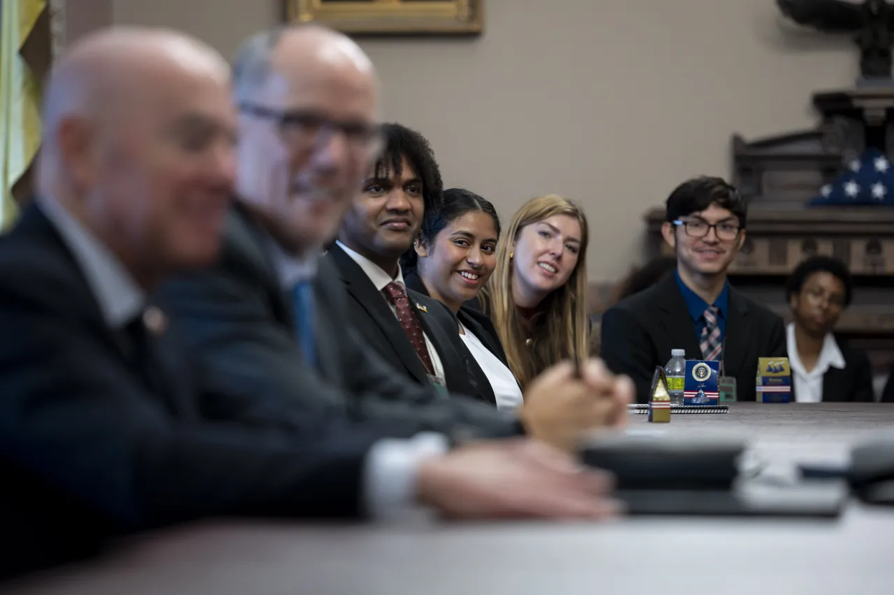 Image: DHS Secretary Alejandro Mayorkas Speaks with NSC Graduate Students  (014)