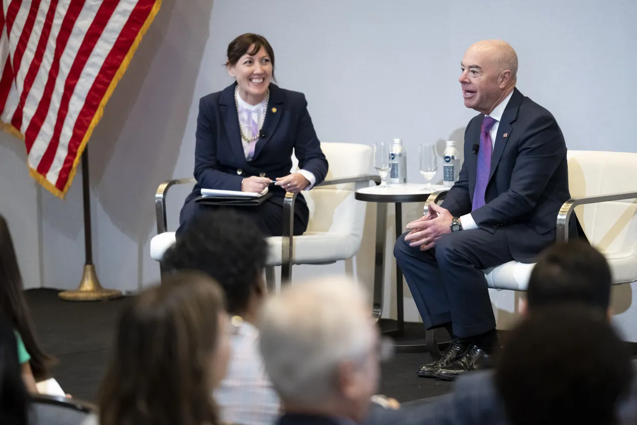 Image: DHS Secretary Alejandro Mayorkas Participates in a Fireside Chat at White House Fellows Annual Leadership Conference (009)