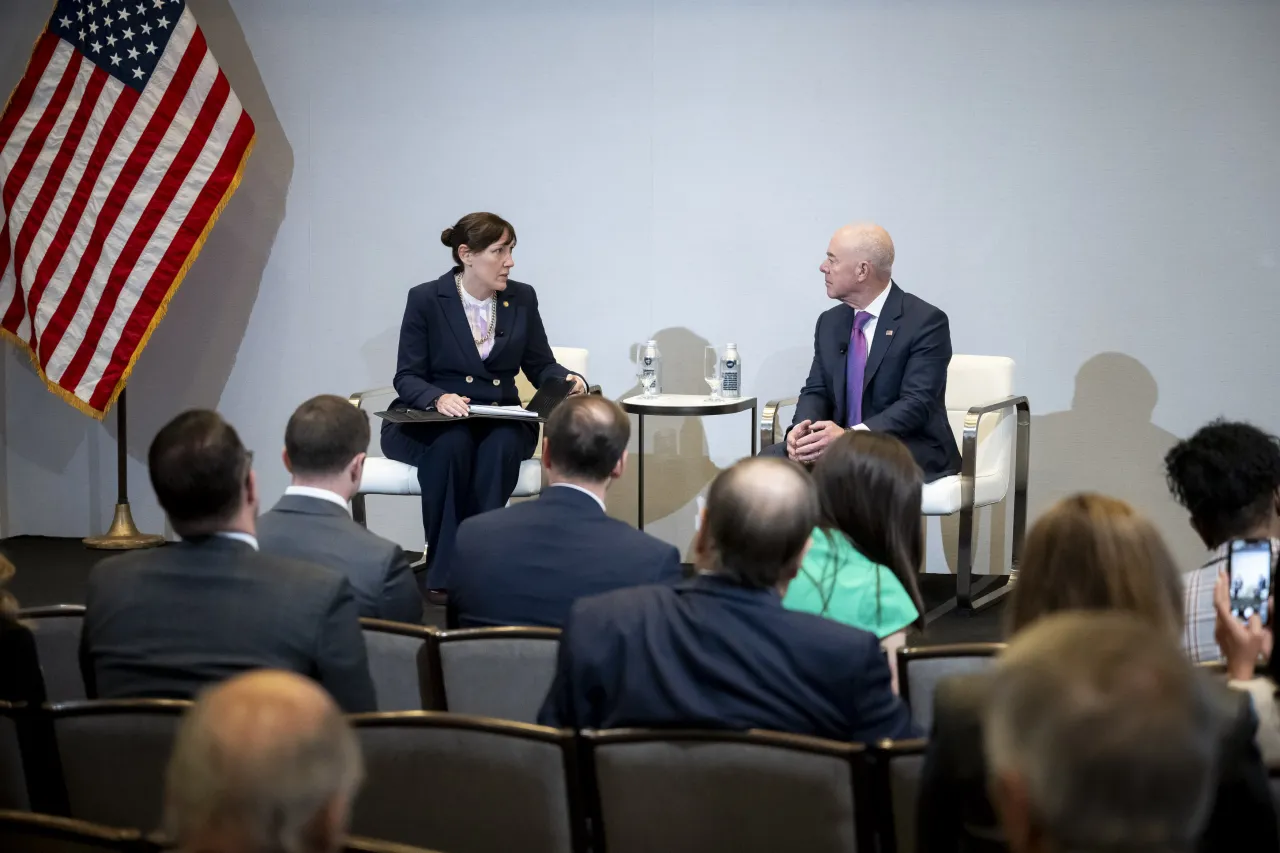 Image: DHS Secretary Alejandro Mayorkas Participates in a Fireside Chat at White House Fellows Annual Leadership Conference (010)