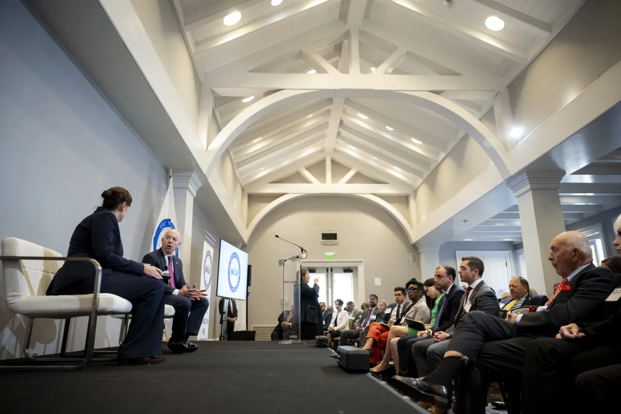 Image: DHS Secretary Alejandro Mayorkas Participates in a Fireside Chat at White House Fellows Annual Leadership Conference (012)