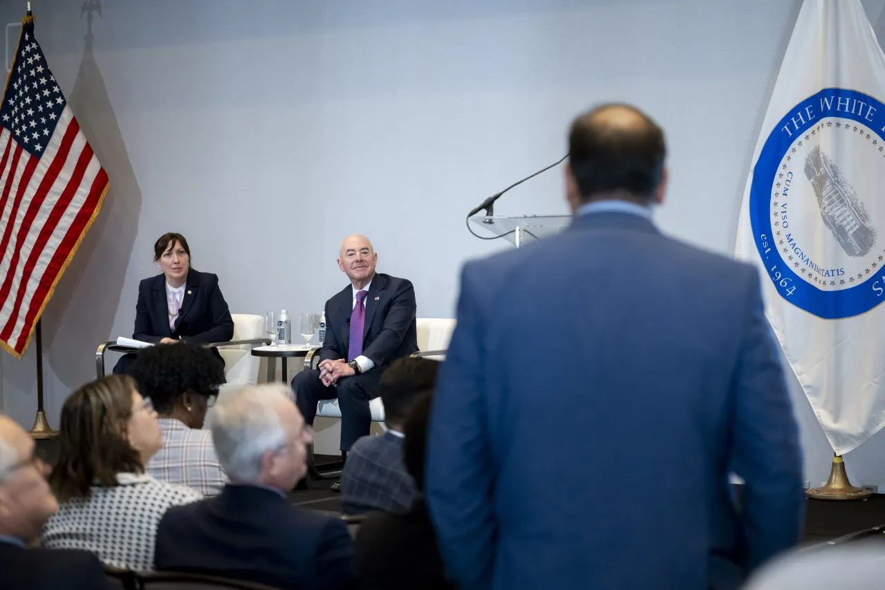 Image: DHS Secretary Alejandro Mayorkas Participates in a Fireside Chat at White House Fellows Annual Leadership Conference (017)