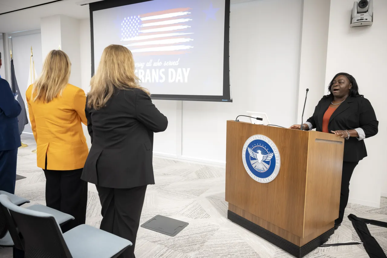 Image: DHS Senior Official Performing the Duties of the Deputy Secretary Kristie Canegallo Participates in a TSA HQ Town Hall Veterans Day Ceremony (015)