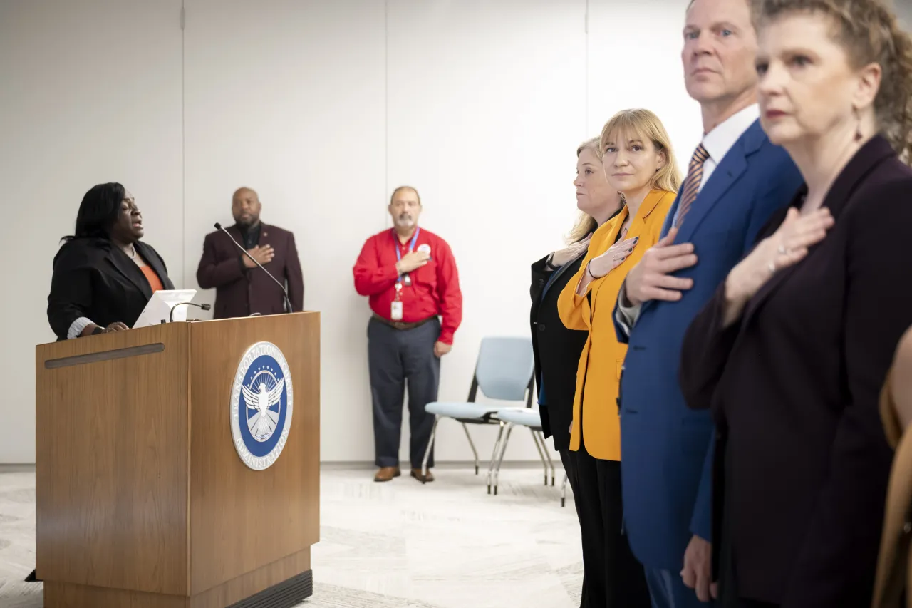 Image: DHS Senior Official Performing the Duties of the Deputy Secretary Kristie Canegallo Participates in a TSA HQ Town Hall Veterans Day Ceremony (016)