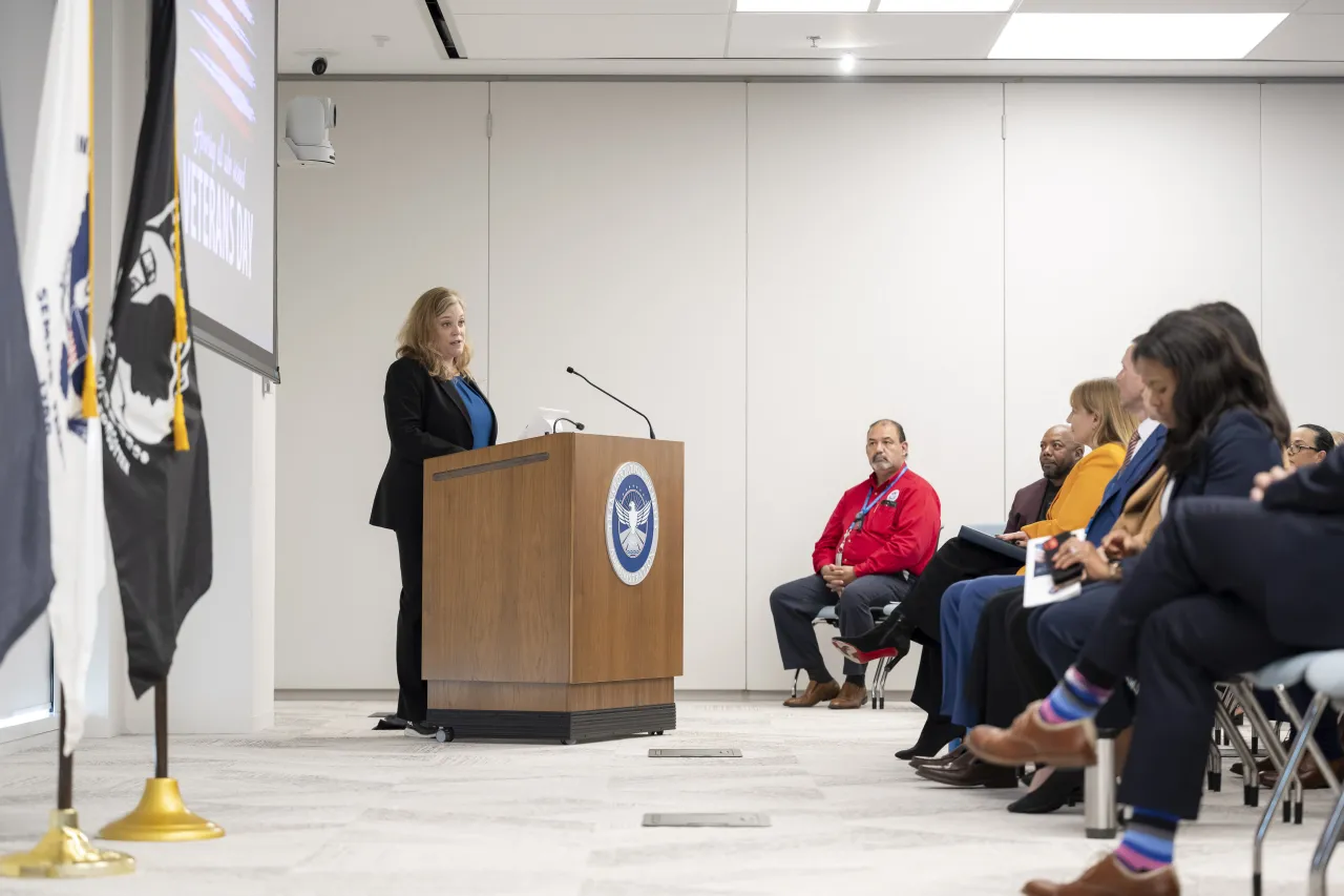 Image: DHS Senior Official Performing the Duties of the Deputy Secretary Kristie Canegallo Participates in a TSA HQ Town Hall Veterans Day Ceremony (021)